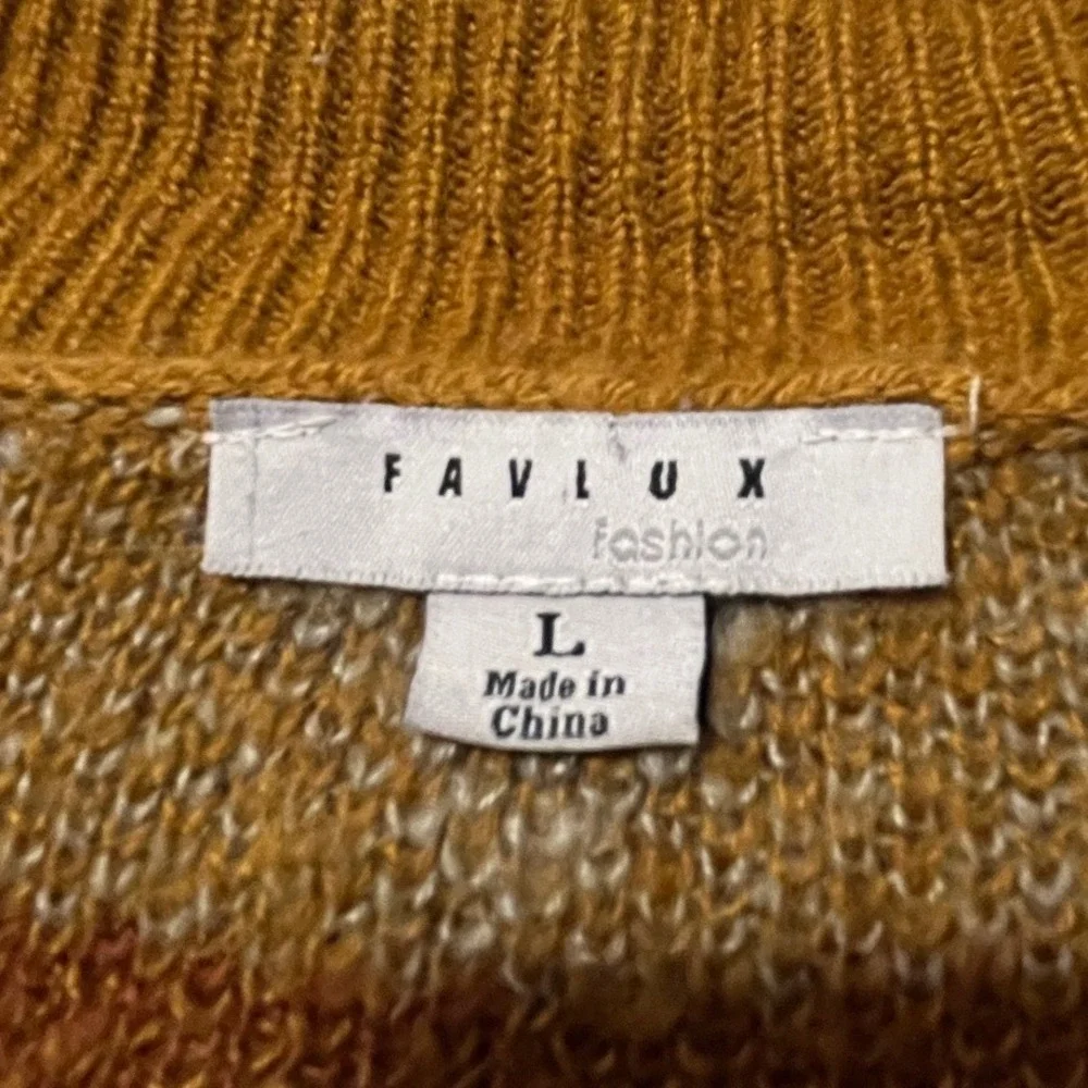 Favlux Women Argyle V-Neck Oversized Sweater Mustard Orange Grey FL19H800 L